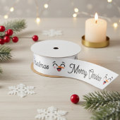 Snowman Frohe Weihnachten Niedlich lächelnd Gesich Satinband