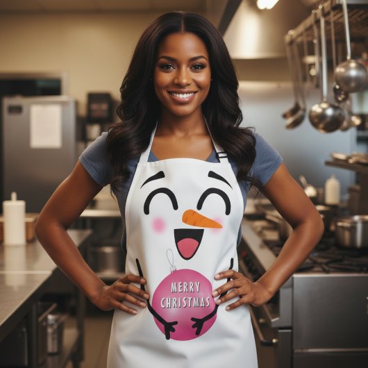 Snowman Frohe Weihnachten Niedlich lächelnd Gesich Schürze