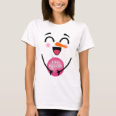 Snowman Frohe Weihnachten Niedlich lächelnd Gesich T-Shirt (Vorderseite)