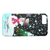 Snowman "frohe Weihnachten" personalisiert Case-Mate iPhone Hülle (Rückseite (Horizontal))