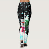 Snowman "frohe Weihnachten" personalisiert Leggings (Rückseite)