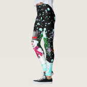 Snowman "frohe Weihnachten" personalisiert Leggings (Links)