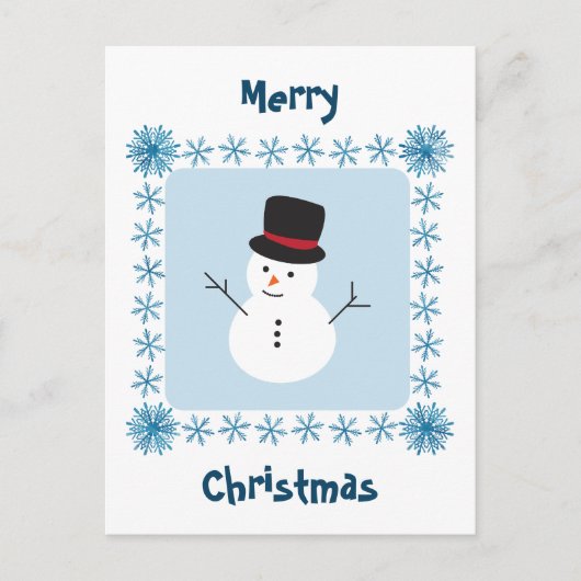 Snowman Frohe Weihnachten Winter Gruß Postkarte (Vorderseite)