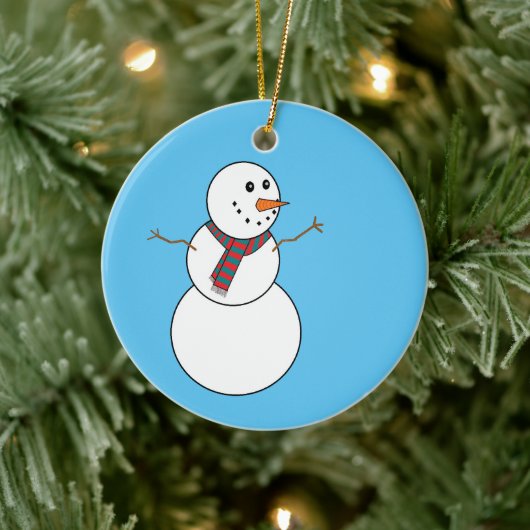 Snowman Frohe Weihnachtsbaum Ornament in Blau (Baum)