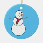 Snowman Frohe Weihnachtsbaum Ornament in Blau (Vorne)