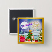 Snowman Frohe Weihnachtsbaumgeschenke & Glückliche Button (Vorne & Hinten)