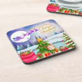 Snowman Frohe Weihnachtsbaumgeschenke & Glückliche Getränkeuntersetzer (Linke Seite)