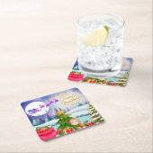 Snowman Frohe Weihnachtsbaumgeschenke & Glückliche Rechteckiger Pappuntersetzer (Vor Ort)