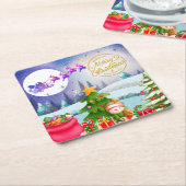 Snowman Frohe Weihnachtsbaumgeschenke & Glückliche Rechteckiger Pappuntersetzer (angewinkelt)