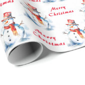 Snowman Frohe Weihnachtsfeiertag Gemustert Geschenkpapier (Rolleneckpunkt)