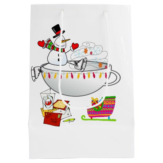 Snowman Frohe Weihnachtsgeschenktaschen Mittlere Geschenktüte (Rückseite)