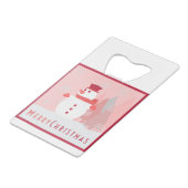 Snowman Frohe Weihnachtskarte Geldbeutel Flaschenöffner (Vorderseite Schrägansicht)