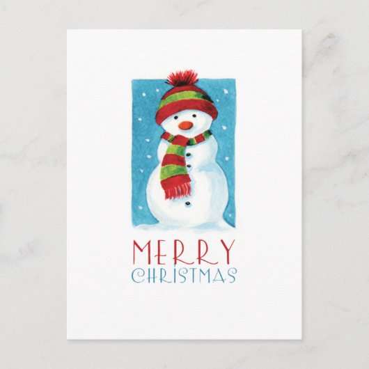 Snowman | Frohe Weihnachtskarten Feiertagspostkarte (Vorderseite)