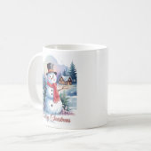 Snowman Frohe Weihnachtswasserfarben Kaffeetasse (Vorderseite Links)