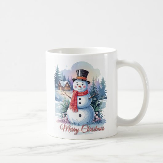Snowman Frohe Weihnachtswasserfarben Kaffeetasse (Rechts)