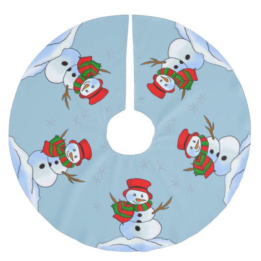 Snowman frostige Weihnachten Polyester Weihnachtsbaumdecke (Vorderseite)