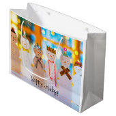 Snowman Fun Elegante Weihnachten Große Geschenktüte (Vorderseite Schrägansicht)