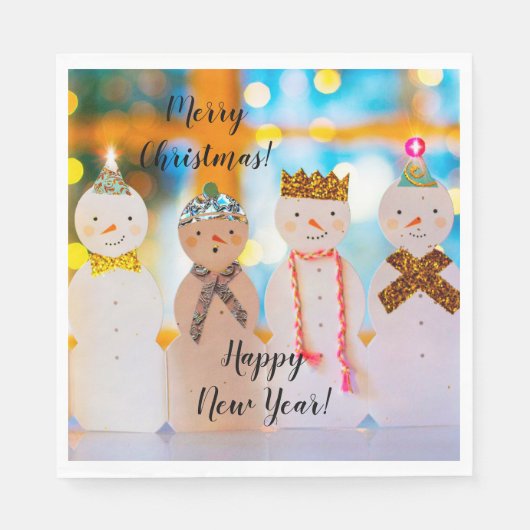 Snowman Fun Elegantes Weihnachtsfest Party Serviette (Vorderseite)