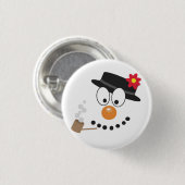 Snowman Funny Face Niedliche Neuheit Weihnachten Button (Vorne & Hinten)