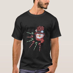 Snowman Gammy Candy Cane Karierte Weihnachtsgesche T-Shirt