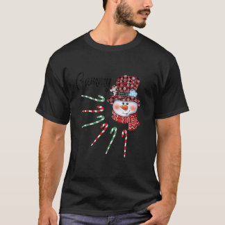 Snowman Gammy Candy Cane Karierte Weihnachtsgesche T-Shirt