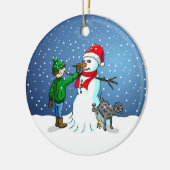Snowman Gebäude Keramik Ornament (Links)