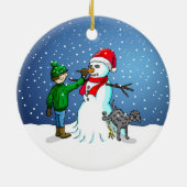 Snowman Gebäude Keramik Ornament (Hinten)