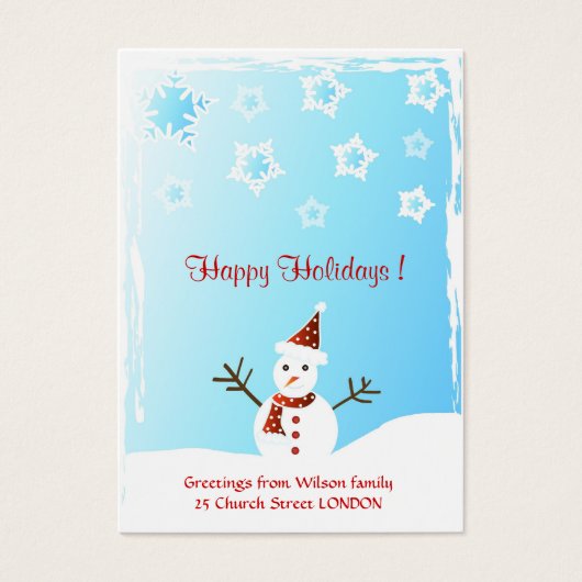 Snowman - Geschenkkarte (Vorderseite)