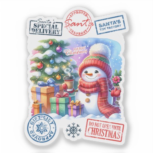 Snowman Geschenksticker Aufkleber (Vorderseite)