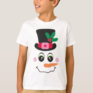 Snowman-Gesicht mit Hut-T - Shirt für Kinder