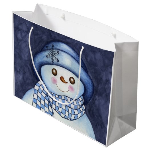 Snowman Gift Bag Große Geschenktüte (Rückseite Schrägansicht)