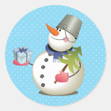 Snowman Gift Glossy Stickers 3 inch (Blatt 6)