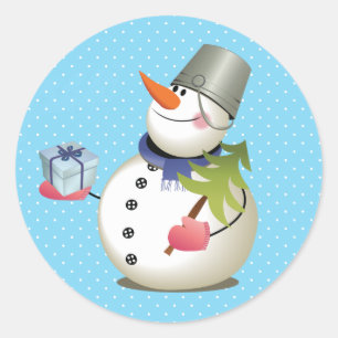 Snowman Gift Glossy Stickers 3 inch (Blatt 6)