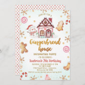 Snowman Gingerbread House Dekorieren Geburtstag Einladung (Vorne/Hinten)