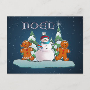 SNOWMAN & GINGERBREAD KIDS VON SHARON SHARPE FEIERTAGSPOSTKARTE