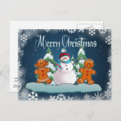 SNOWMAN & GINGERBREAD KIDS VON SHARON SHARPE POSTKARTE (Vorne/Hinten)