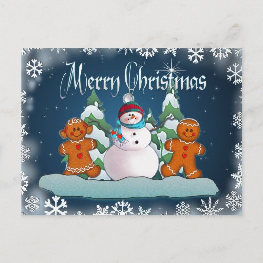 SNOWMAN & GINGERBREAD KIDS VON SHARON SHARPE POSTKARTE (Vorderseite)
