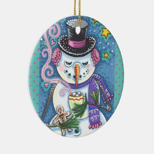 SNOWMAN, GINGERBREAD MAN & TASSE DES HOT-SCHOKOLAD KERAMIK ORNAMENT (Rechts)