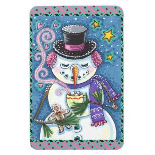 SNOWMAN, GINGERBREAD MAN & TASSE DES HOT-SCHOKOLAD MAGNET