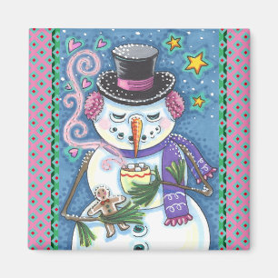 SNOWMAN, GINGERBREAD MAN & TASSE DES HOT-SCHOKOLAD MAGNET