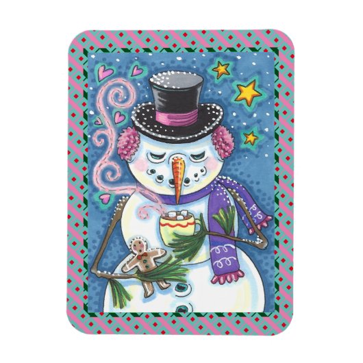 SNOWMAN, GINGERBREAD MAN & TASSE DES HOT-SCHOKOLAD MAGNET (Vertikal)