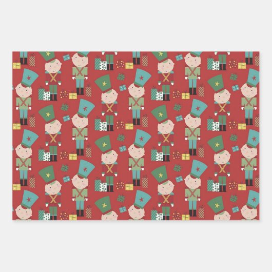 Snowman Gingerbread Man Tin Soldier Weihnachten Geschenkpapier Set (Vorderseite 2)