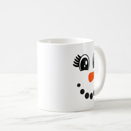 Snowman Girl Face For Girls Christmas Winter Kaffeetasse (VorderseiteRechts)