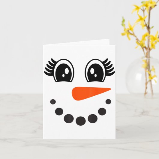 Snowman Girl Face For Girls Christmas Winter Karte (Gelbe Blume)
