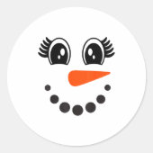 Snowman Girl Face For Girls Christmas Winter Runder Aufkleber (Vorderseite)