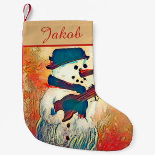Snowman-Gitarre Personalisiert Kleiner Weihnachtsstrumpf