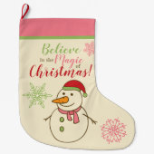 Snowman glaubt an Magie Großer Weihnachtsstrumpf (Vorderseite)