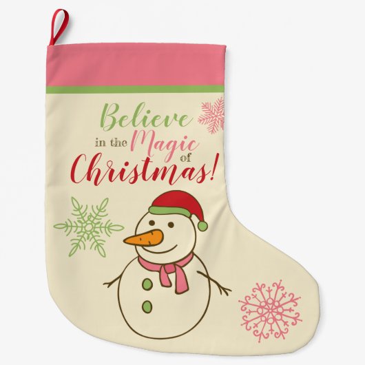Snowman glaubt an Magie Großer Weihnachtsstrumpf (Vorderseite)