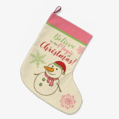 Snowman glaubt an Magie Großer Weihnachtsstrumpf (Vorderansicht (hängend))