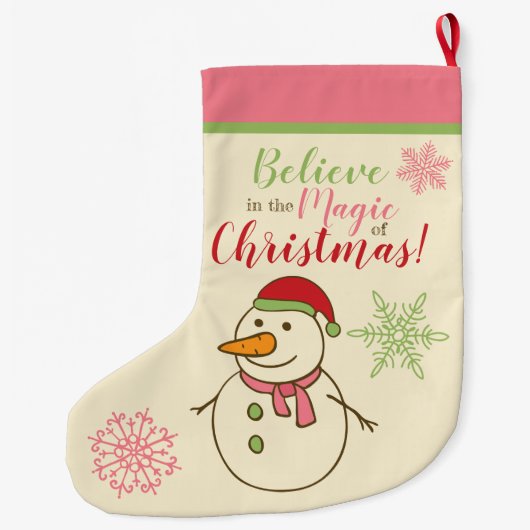 Snowman glaubt an Magie Großer Weihnachtsstrumpf (Rückseite)